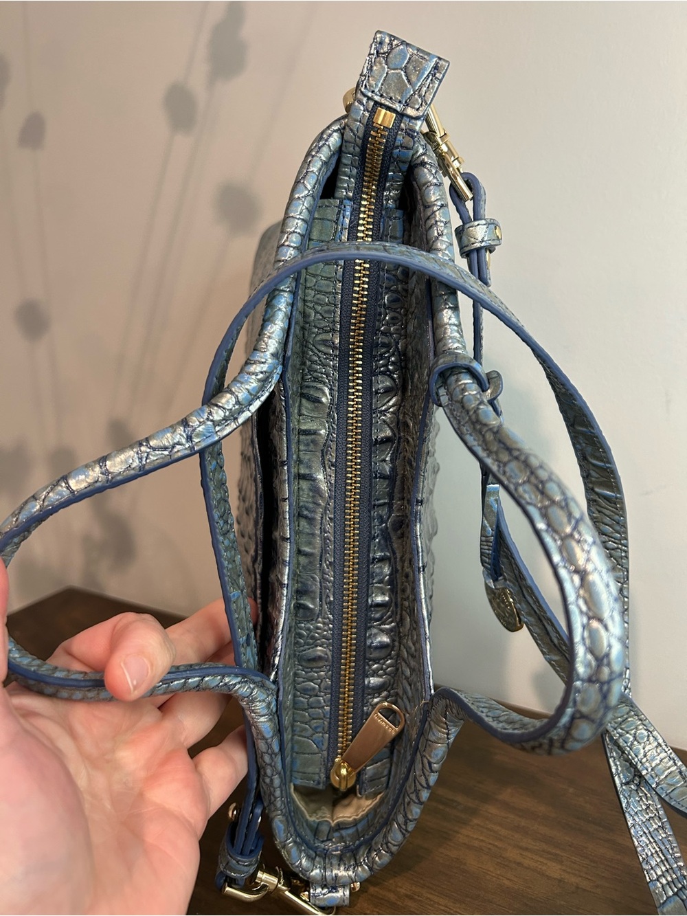 Brahmin Elaine Serenity Blue Ombre Melbourne Satchel Crossbody Retired - Picture 11 of 13